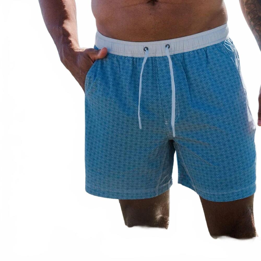 NEW GENTEAL marina performance swim trunks in blue porthole